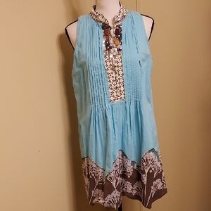 Ryu Light Blue Floral Cotton Blouse